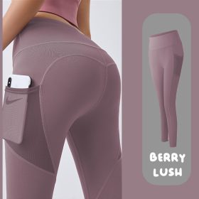 Women Yoga Pants Legging Women Sports Fitness Peach Tight Waist Hip Abdomen Stretchable Running Pants - Berry Lush - Image 1