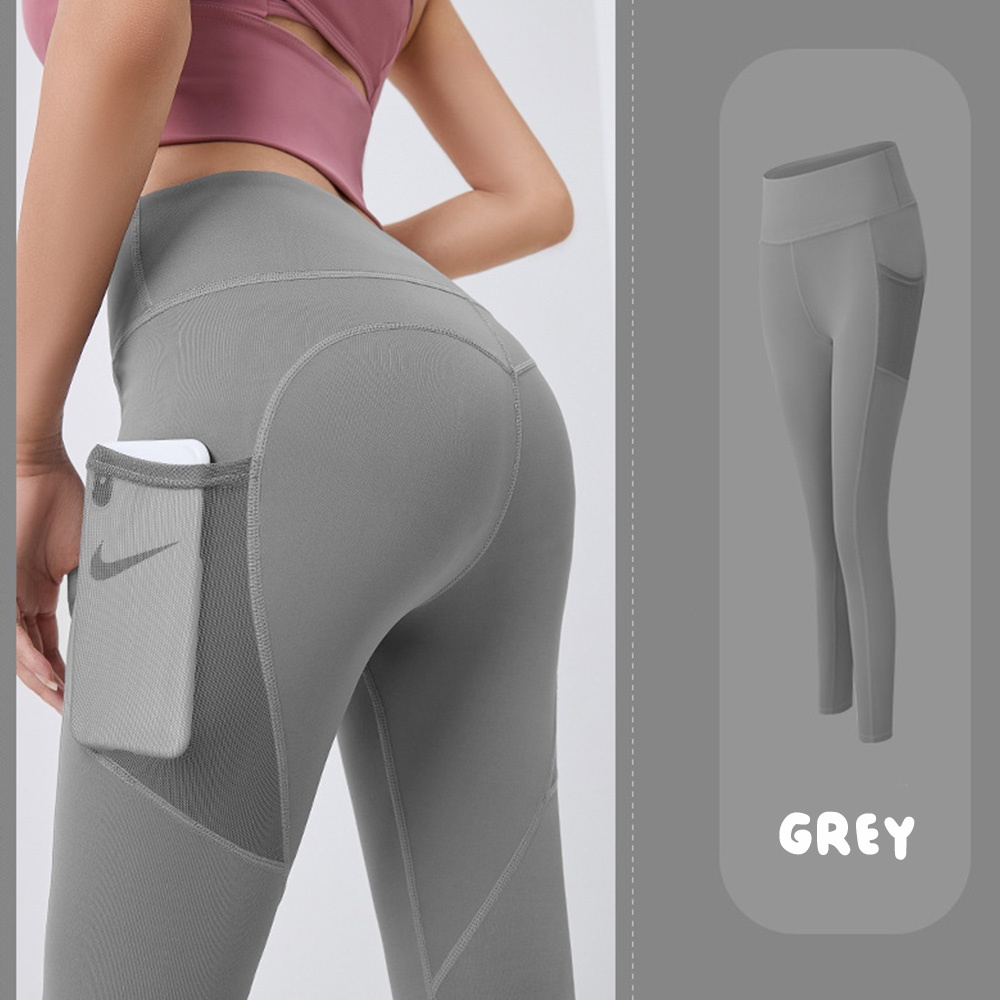 Women Yoga Pants Legging Women Sports Fitness Peach Tight Waist Hip Abdomen Stretchable Running Pants - Grey - Image 1