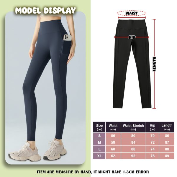 Women Yoga Pants Legging Women Sports Fitness Peach Tight Waist Hip Abdomen Stretchable Running Pants - Blue Grey (V2)