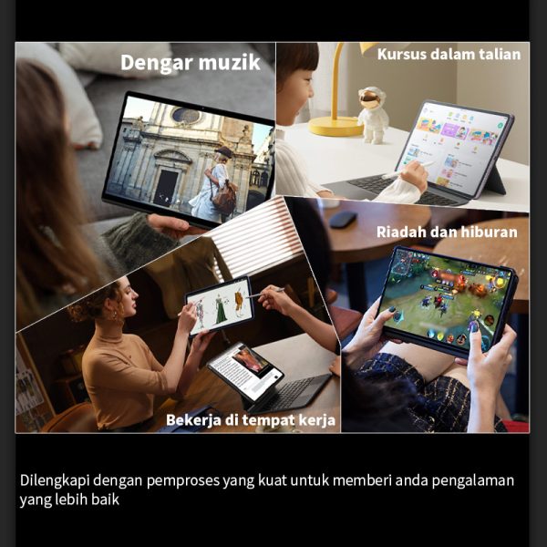 Tablet Galaxy Tab M9pro Slim Eye Protection Screen Tablet PC 10.8 Inch 16GB+1024GB Smart Android Tablet Mugla Support SIM Card Learning - Deep Purple