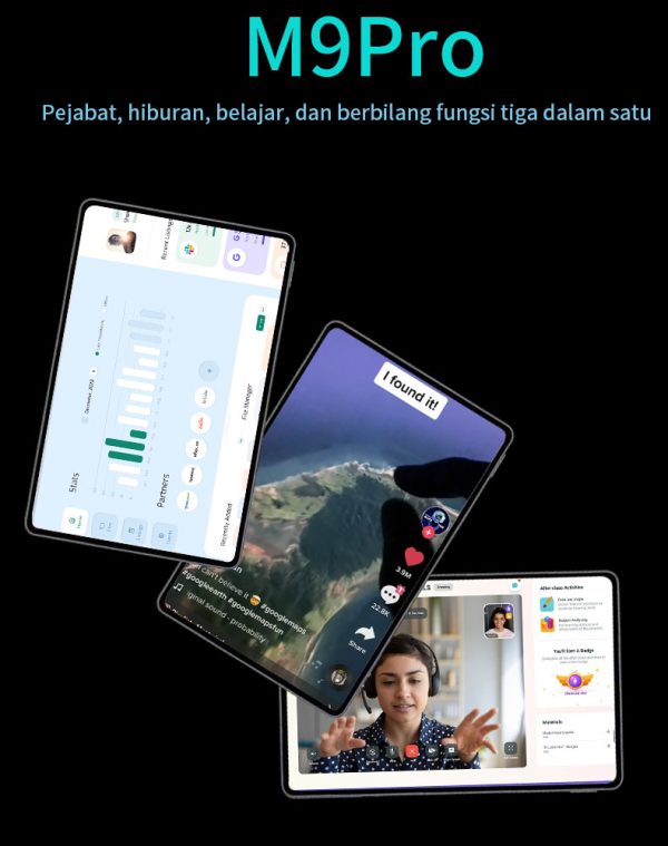 Tablet Galaxy Tab M9pro Slim Eye Protection Screen Tablet PC 10.8 Inch 16GB+1024GB Smart Android Tablet Mugla Support SIM Card Learning - Deep Purple