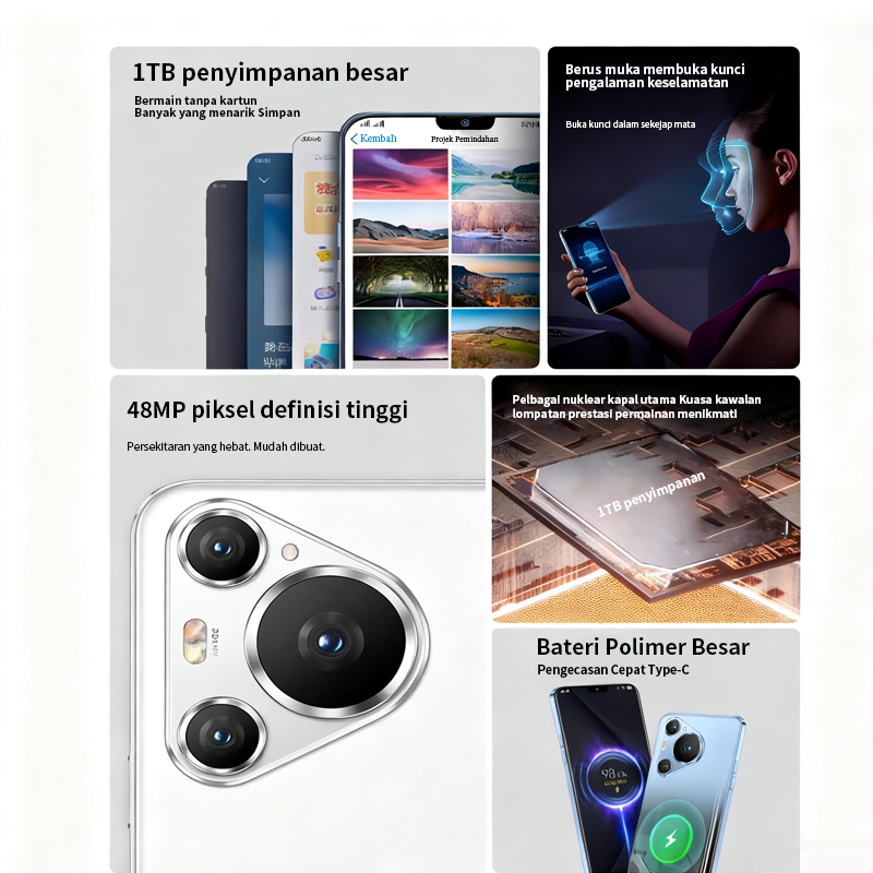 P90 6.8 Inch 5G Android Gaming Phone Support Inserted Dual SIM 12GB 512GB Battery 6800mAh - Blue - Image 5