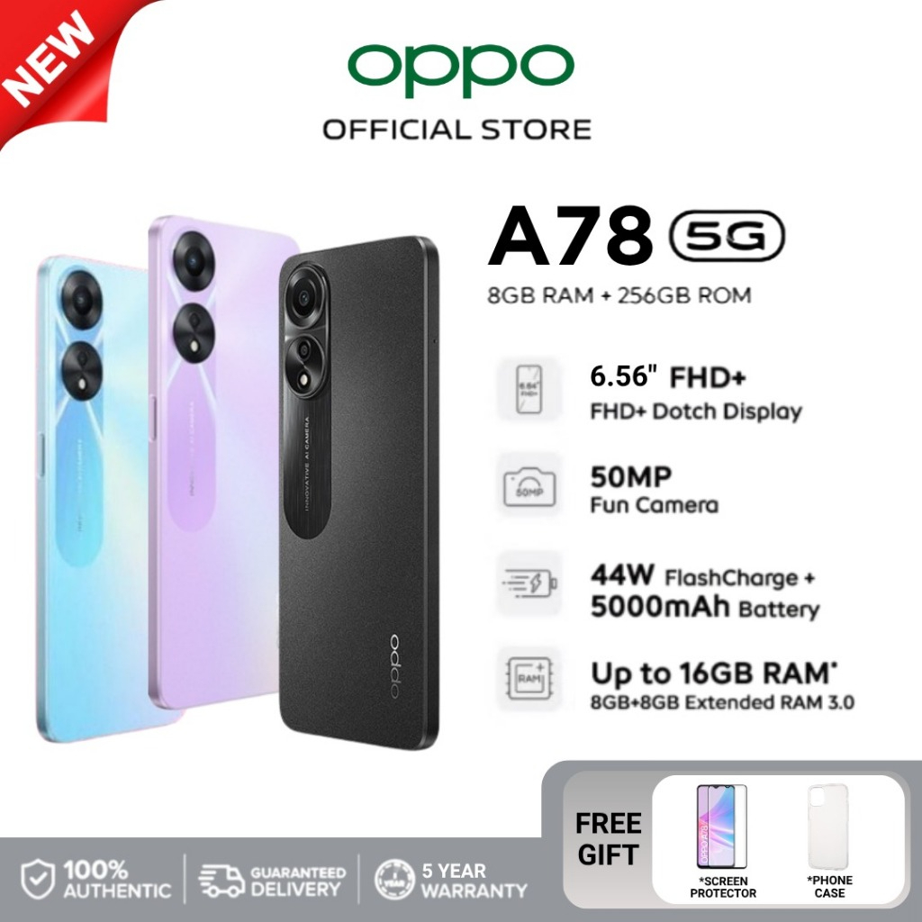 OPPO A78 5G 8GB+256GB 67W SUPERVOOC Fast Charge 5000mAh Long Battery Android Smartphone - Black - Image 2