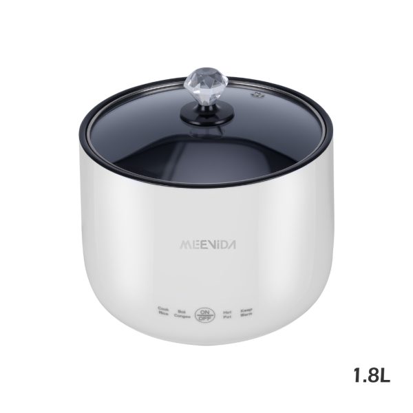 MEEVIDA 1.8L Smart Rice Cooker Non Stick Electric Cooker Pan Touch Screen With Ceramic Inner Pot - White