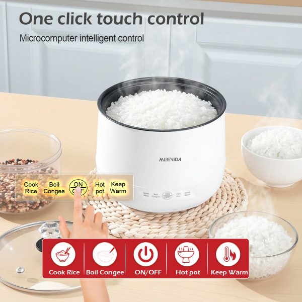 MEEVIDA 1.8L Smart Rice Cooker Non Stick Electric Cooker Pan Touch Screen With Ceramic Inner Pot - White