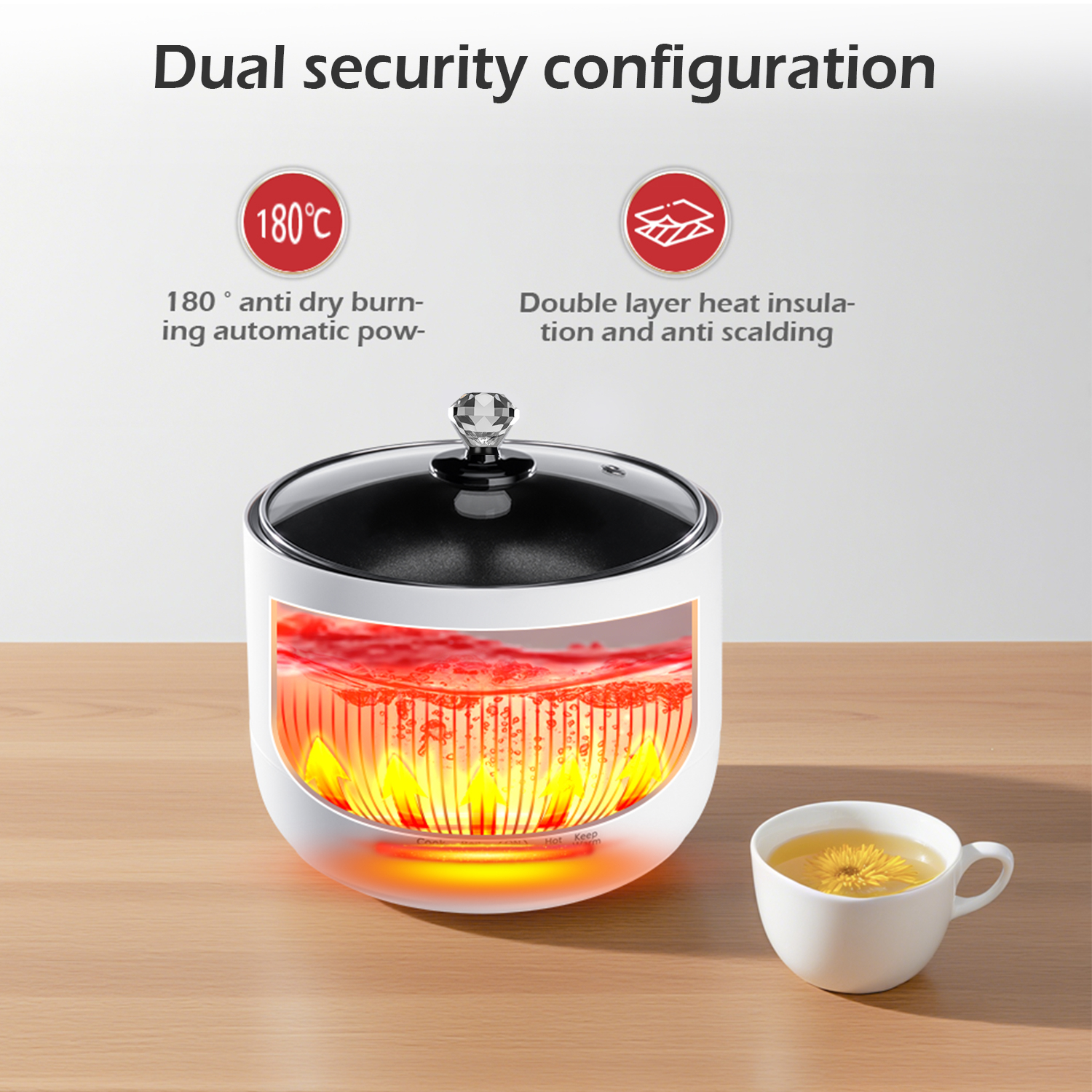 MEEVIDA 1.8L Smart Rice Cooker Non Stick Electric Cooker Pan Touch Screen With Ceramic Inner Pot - White - Image 7