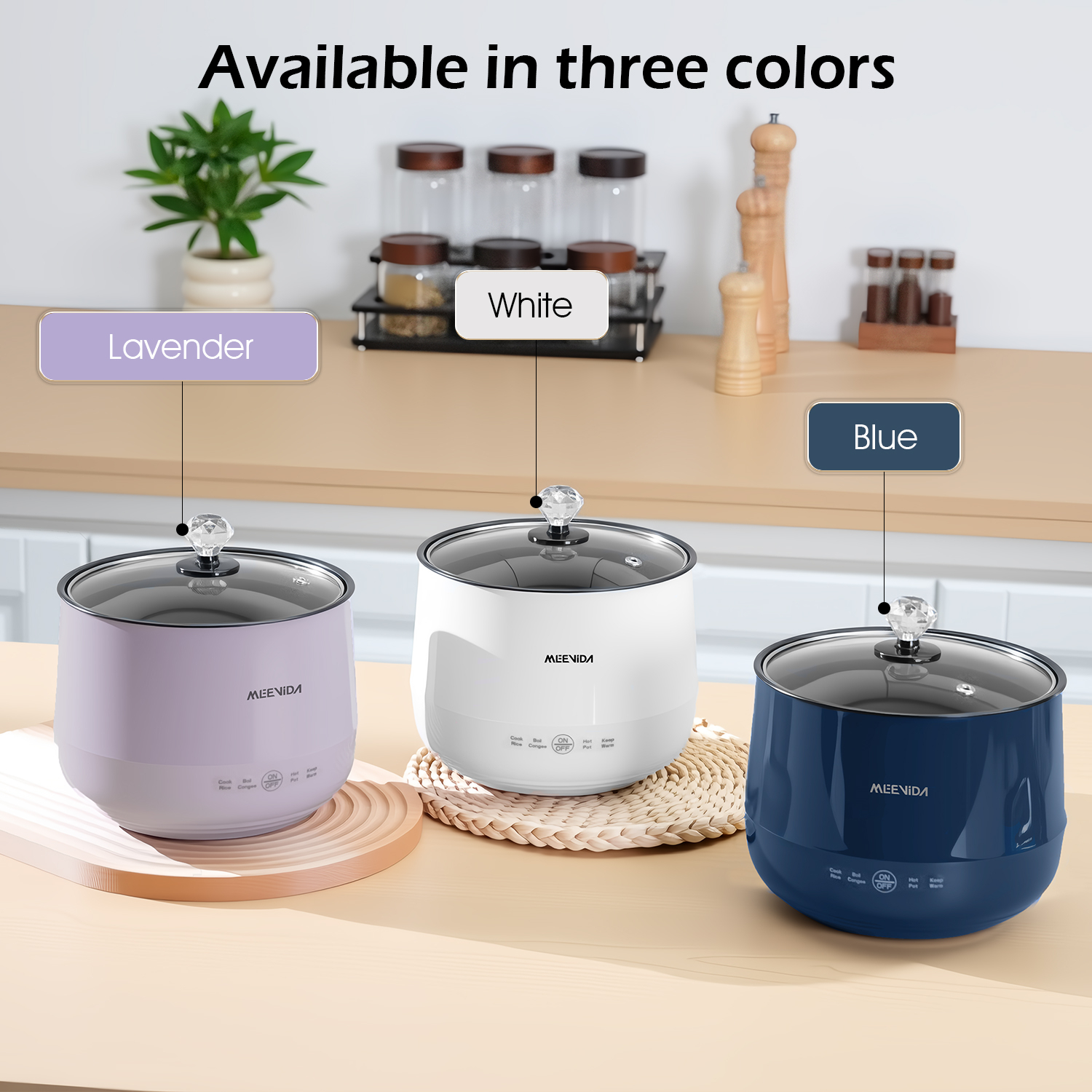 MEEVIDA 1.8L Smart Rice Cooker Non Stick Electric Cooker Pan Touch Screen With Ceramic Inner Pot - White - Image 2