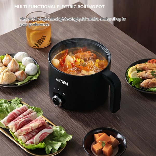 MEEVIDA 1.8L Electric Cooker Pot With Steamer Non Stick Pan Touch Multifunctional Smart Rice Cooker - Black