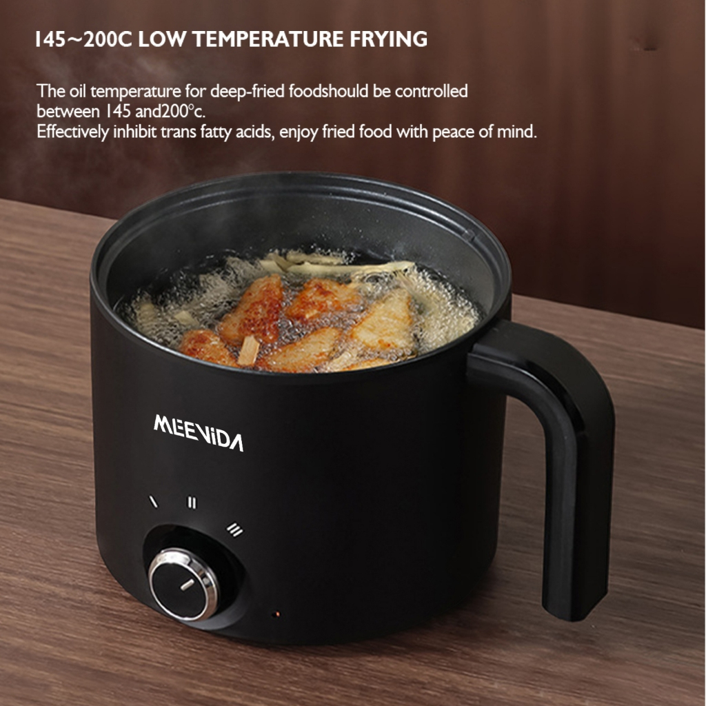 MEEVIDA 1.8L Electric Cooker Pot With Steamer Non Stick Pan Touch Multifunctional Smart Rice Cooker - Black - Image 15