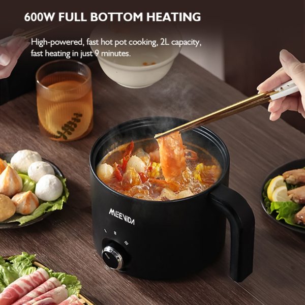 MEEVIDA 1.8L Electric Cooker Pot With Steamer Non Stick Pan Touch Multifunctional Smart Rice Cooker - Black