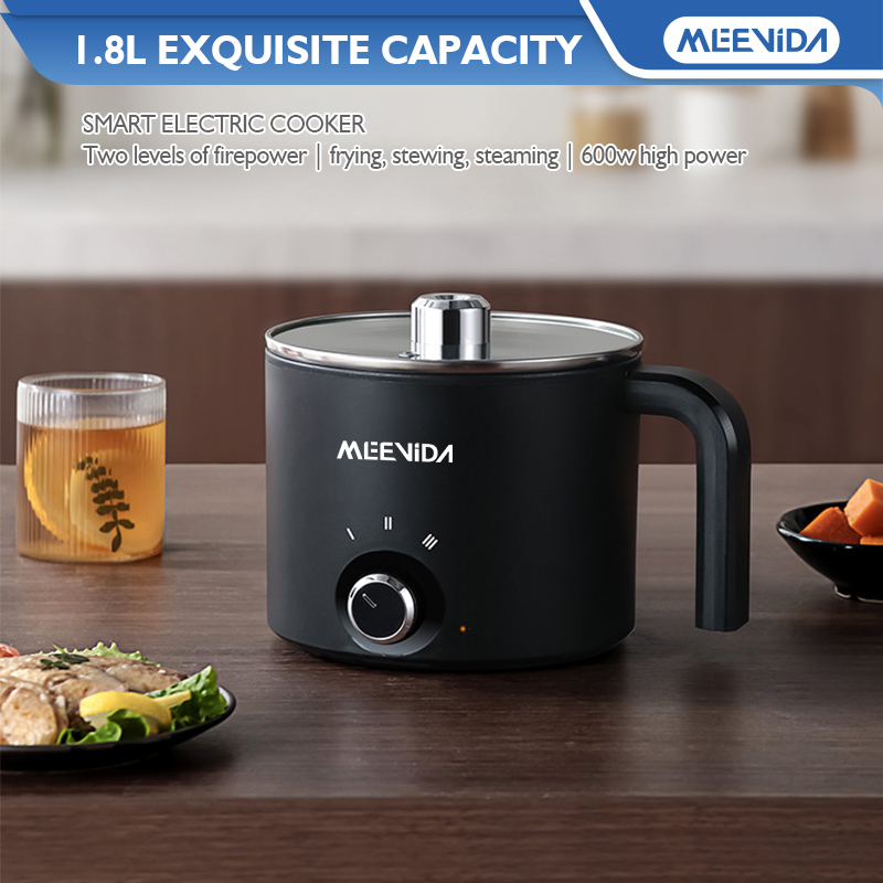 MEEVIDA 1.8L Electric Cooker Pot With Steamer Non Stick Pan Touch Multifunctional Smart Rice Cooker - Black - Image 12