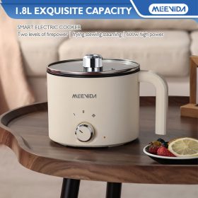 MEEVIDA 1.8L Electric Cooker Pot With Steamer Non Stick Pan Touch Multifunctional Smart Rice Cooker - Black - Image 7