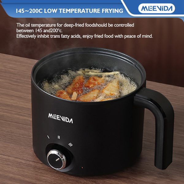 MEEVIDA 1.8L Electric Cooker Pot With Steamer Non Stick Pan Touch Multifunctional Smart Rice Cooker - Black