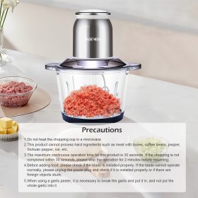 MEEVIDA 3L Electric Meat Grinder Garlic Peeling Machine Chopper Blender 304 Stainless Steel Blade - Image 9
