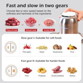 MEEVIDA 3L Electric Meat Grinder Garlic Peeling Machine Chopper Blender 304 Stainless Steel Blade - Image 6