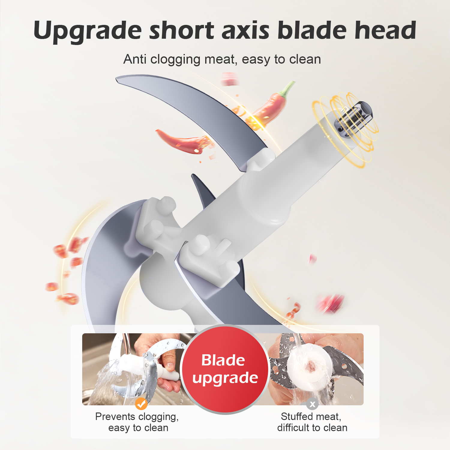 MEEVIDA 3L Electric Meat Grinder Garlic Peeling Machine Chopper Blender 304 Stainless Steel Blade - Image 7