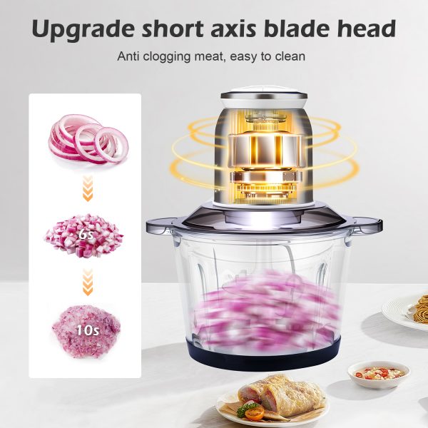 MEEVIDA 3L Electric Meat Grinder Garlic Peeling Machine Chopper Blender 304 Stainless Steel Blade