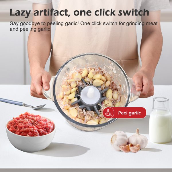 MEEVIDA 3L Electric Meat Grinder Garlic Peeling Machine Chopper Blender 304 Stainless Steel Blade