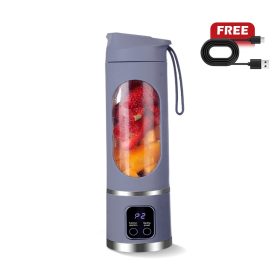 MEEVIDA 500ML Portable Juice Cup Juicer Blender 12 Blades Juice Mixer USB LCD Display Fruit Heavy Duty Juice Maker - Purple - Image 1