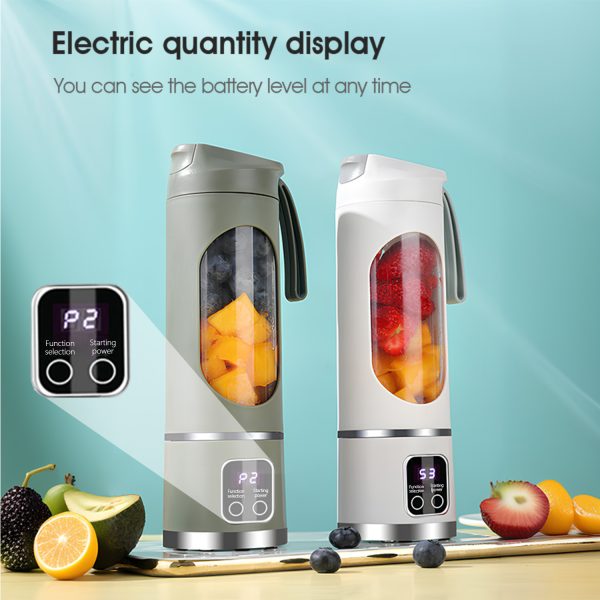 MEEVIDA 500ML Portable Juice Cup Juicer Blender 12 Blades Juice Mixer USB LCD Display Fruit Heavy Duty Juice Maker - Purple