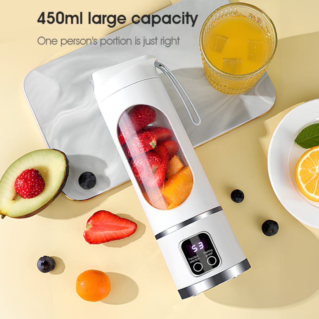 MEEVIDA 500ML Portable Juice Cup Juicer Blender 12 Blades Juice Mixer USB LCD Display Fruit Heavy Duty Juice Maker - Purple