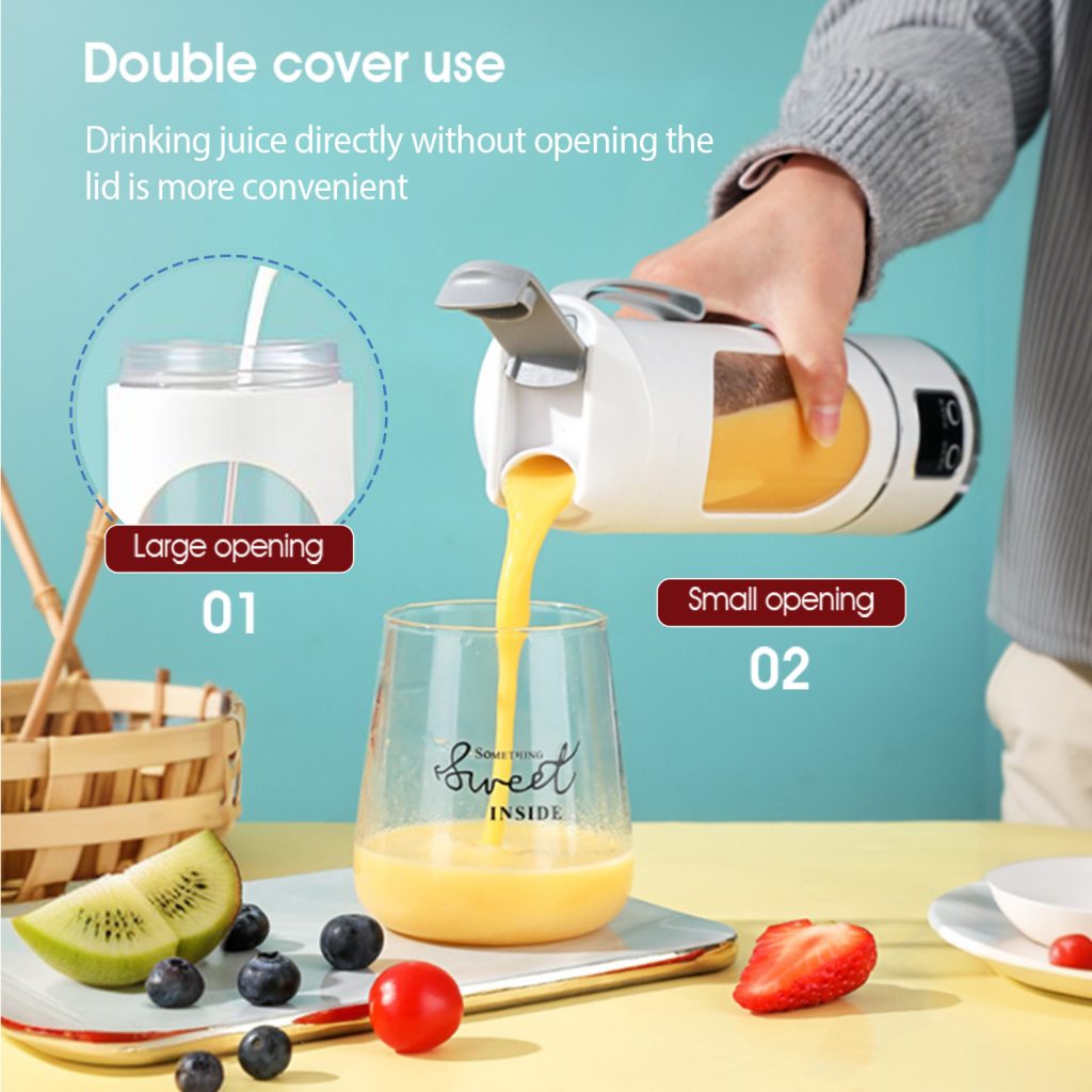 MEEVIDA 500ML Portable Juice Cup Juicer Blender 12 Blades Juice Mixer USB LCD Display Fruit Heavy Duty Juice Maker - Purple