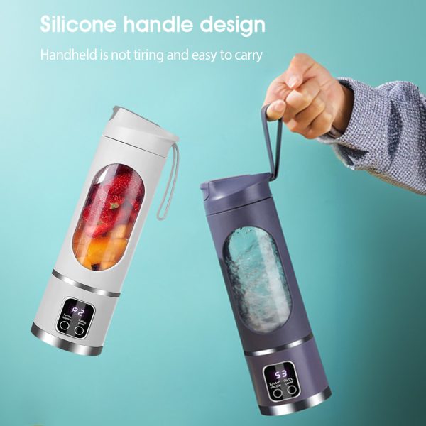 MEEVIDA 500ML Portable Juice Cup Juicer Blender 12 Blades Juice Mixer USB LCD Display Fruit Heavy Duty Juice Maker - Purple