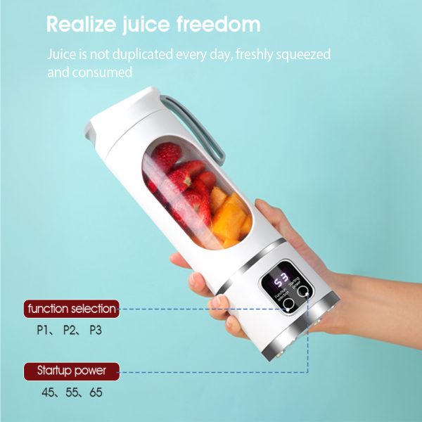 MEEVIDA 500ML Portable Juice Cup Juicer Blender 12 Blades Juice Mixer USB LCD Display Fruit Heavy Duty Juice Maker - Purple