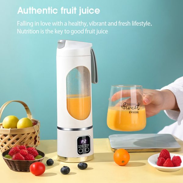 MEEVIDA 500ML Portable Juice Cup Juicer Blender 12 Blades Juice Mixer USB LCD Display Fruit Heavy Duty Juice Maker - Purple