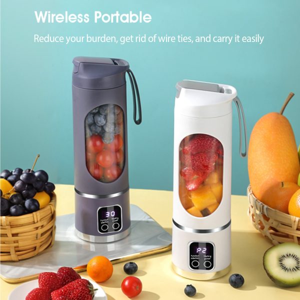 MEEVIDA 500ML Portable Juice Cup Juicer Blender 12 Blades Juice Mixer USB LCD Display Fruit Heavy Duty Juice Maker - Purple