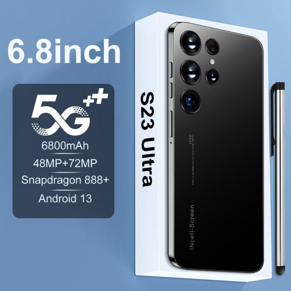 6.8 inch s23 smartphone 16gb+1TB with dual sim card phone - Black