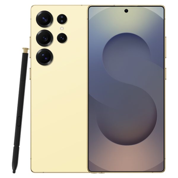 5G Full Netcom Smartphone S25 Ultra (With Built-in Pen) 7.3 Inch Big Screen Large Memory 16GB+1TB Brand New Android Handphone - Yellow