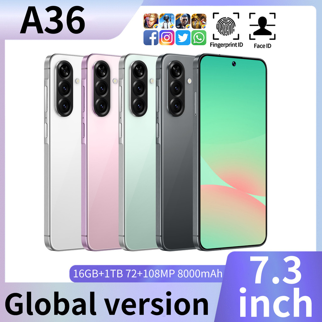 5G New Smartphone A36 7.3 inch Big Screen Android 14.0 Global Version Memory 16GB+1TB 8000mAh Massive Battery Octa-core - White - Image 3