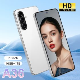 5G New Smartphone A36 7.3 inch Big Screen Android 14.0 Global Version Memory 16GB+1TB 8000mAh Massive Battery Octa-core - White - Image 2