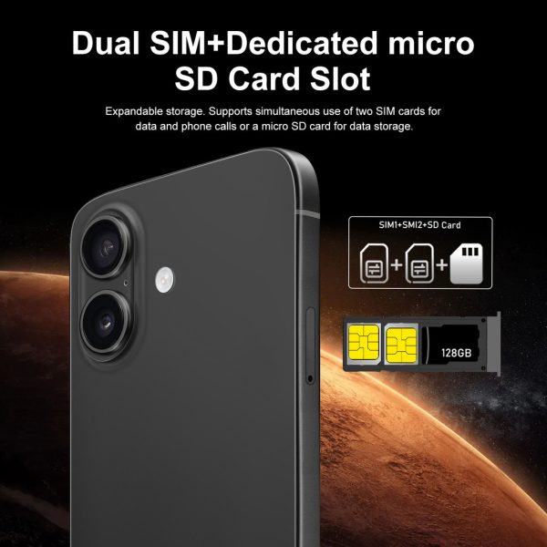 2026 New Product Multifunctional Smartphone i16 Plus 7.3 inch Big Screen Large memory 16GB+1TB 5G All-Network Compatible Mobile - Black