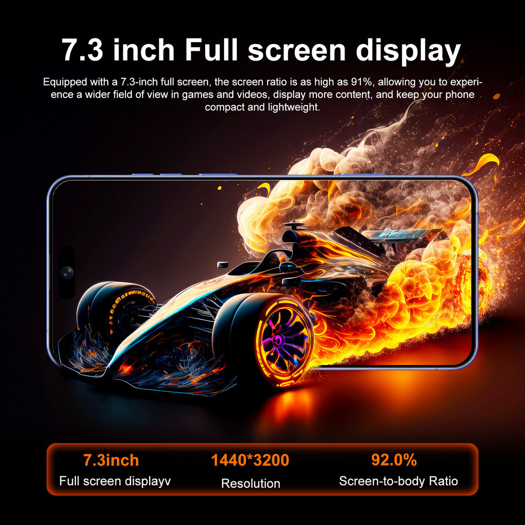 2026 New Product Multifunctional Smartphone i16 Plus 7.3 inch Big Screen Large memory 16GB+1TB 5G All-Network Compatible Mobile - Black - Image 7