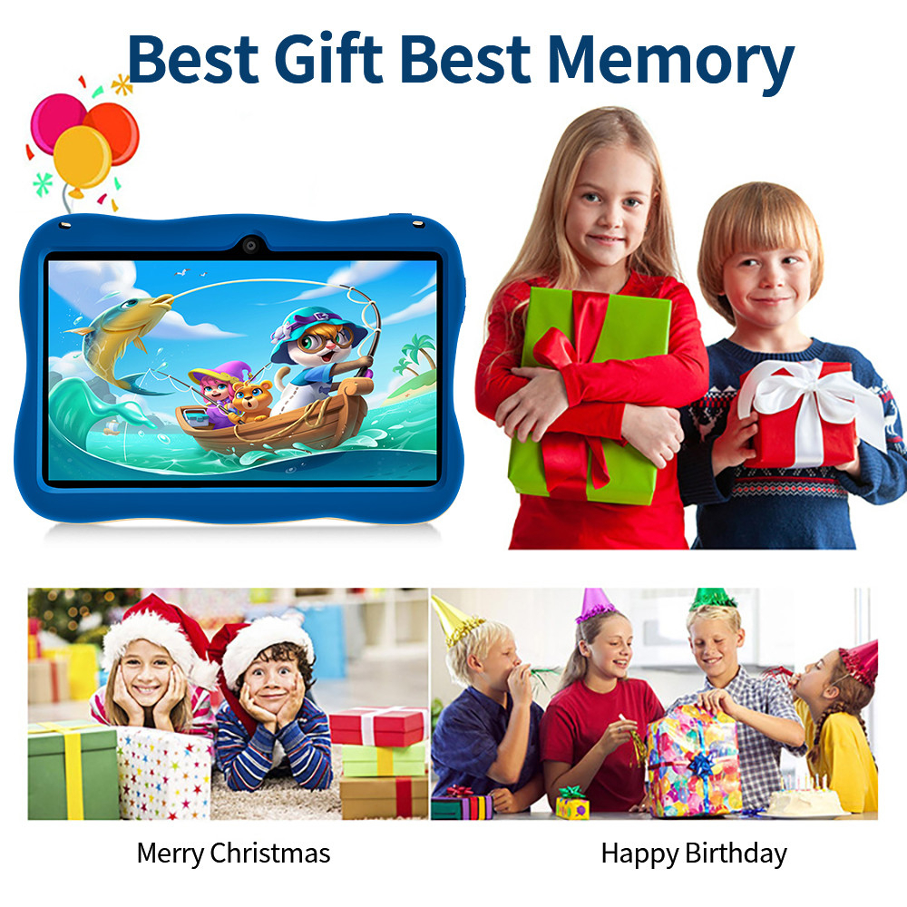 Learning Tablet for Kids 7 Inch Kids Tablet Android12 HD Dual Cameras Toddler Educational Toy Gift for Children 5G WiFi - Blue - Image 7
