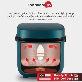 Giselle Multifunctional Mini Rice Cooker 1.2L Pot and Steamer with Non-stick Pot and Steamer - Red - Image 9