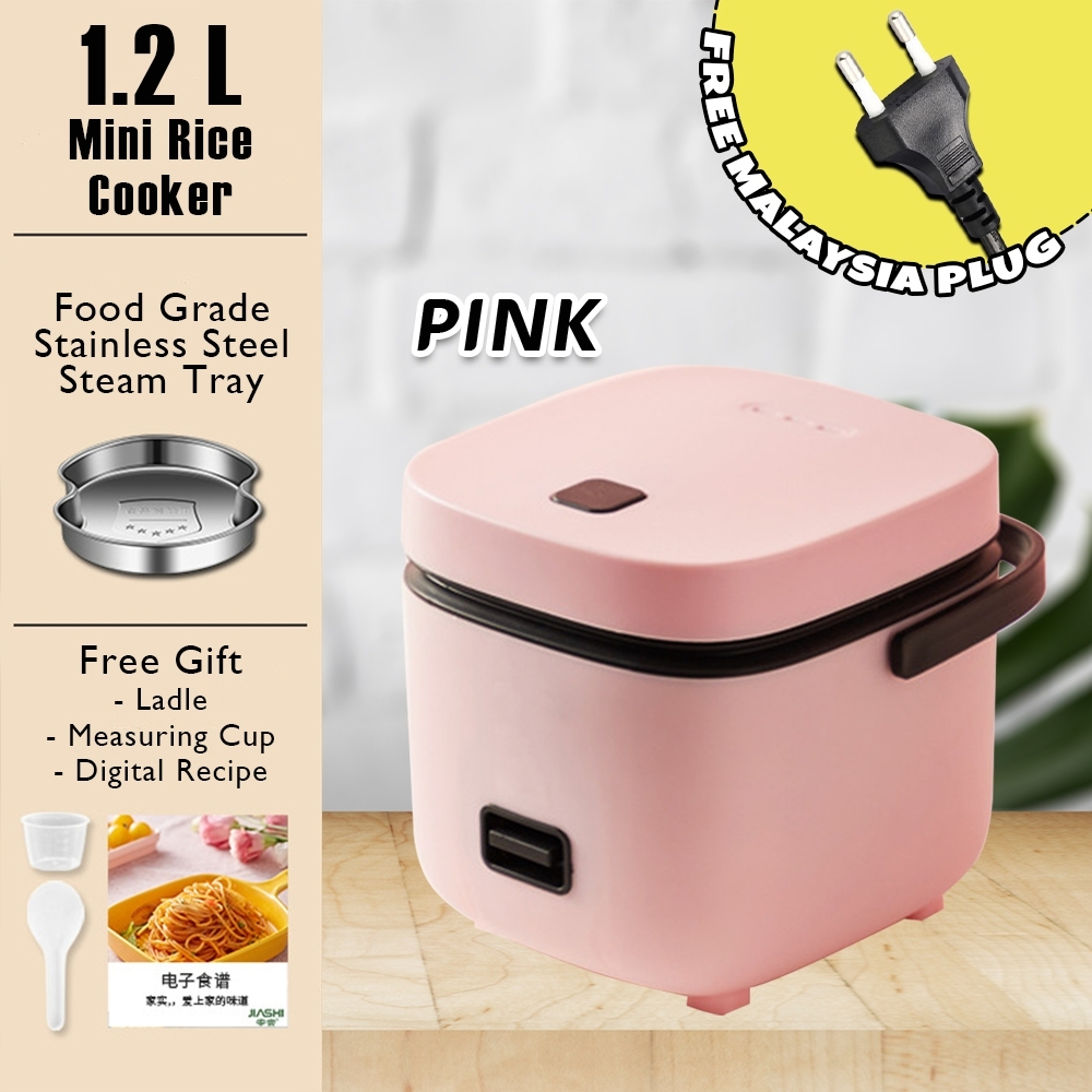 Giselle Multifunctional Mini Rice Cooker 1.2L Pot and Steamer with Non-stick Pot and Steamer - Pink - Image 1