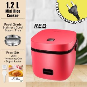Giselle Multifunctional Mini Rice Cooker 1.2L Pot and Steamer with Non-stick Pot and Steamer - Red