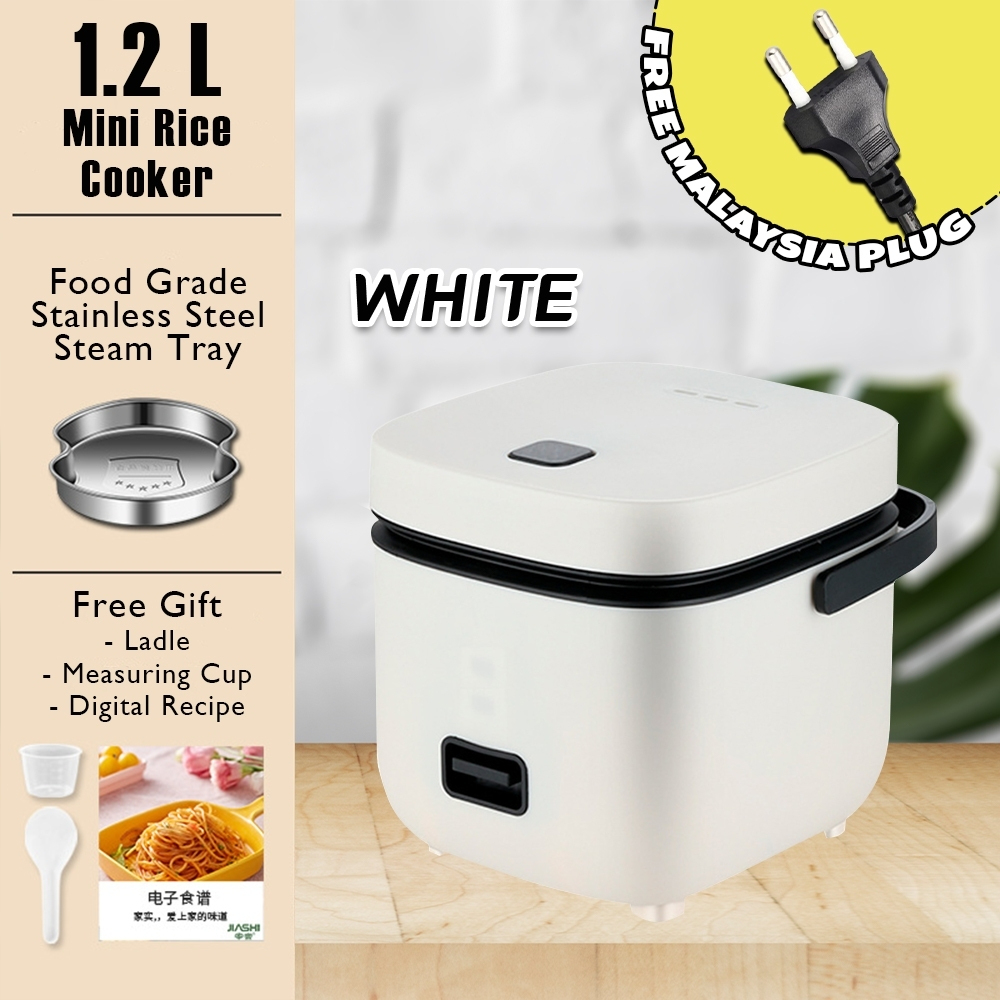 Giselle Multifunctional Mini Rice Cooker 1.2L Pot and Steamer with Non-stick Pot and Steamer - White - Image 1