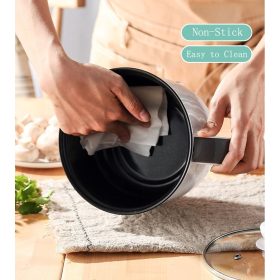 Electric Cooker 1.8L Non-Stick Mini Pot with Steamer Tray, Frying Pan, Multi-Cooker Mini Rice Cooker - White - Image 5