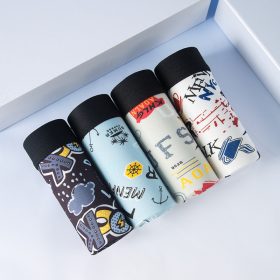 4-piece set of Men's Boxer Shorts, with Personalized Print, Teenager Boxer Shorts, Comfortable and Breathable