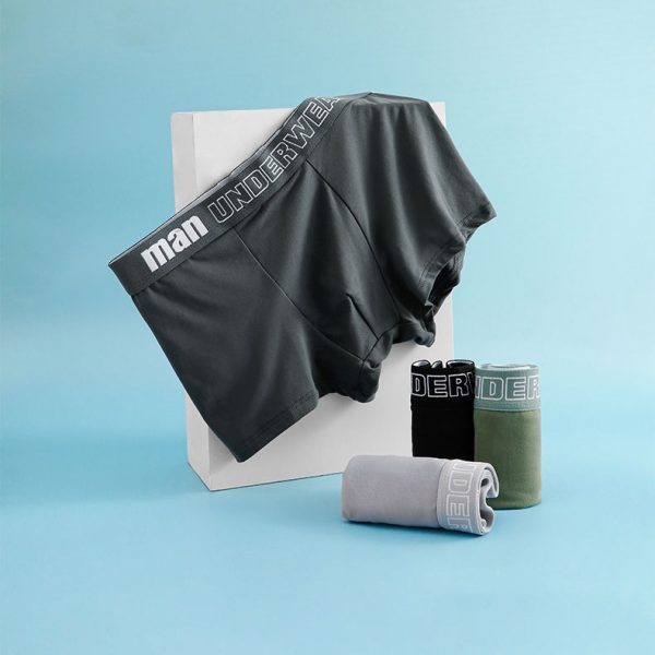 4 pieces of stylish men's cotton underwear, soft and comfortable design, breathable and quick-drying