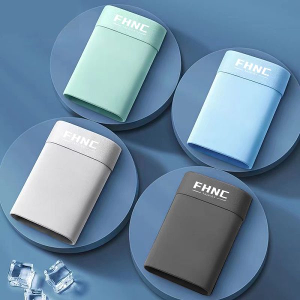 FHNC Men's Ice Silk Boxer Shorts 5 pcs Set Spandex Underwear Smooth Lightweight Breathable Boxer Shorts