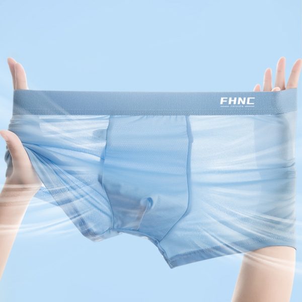 FHNC Men's Ice Silk Boxer Shorts 5 pcs Set Spandex Underwear Smooth Lightweight Breathable Boxer Shorts