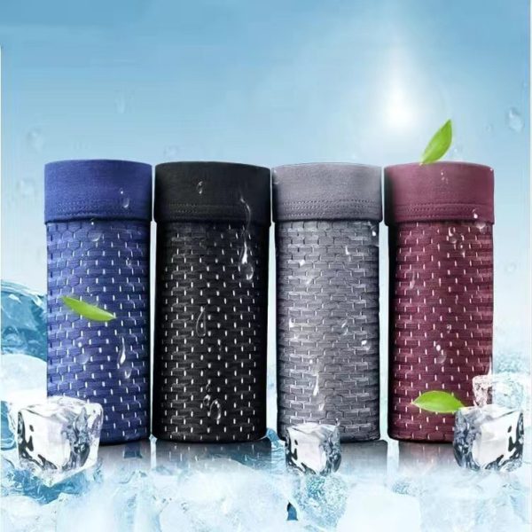 4 Pcs Set Men's Underwear Men's Boxer Shorts, Ice Silk Material, Size L-6XL, Spandex Sports Mesh Design