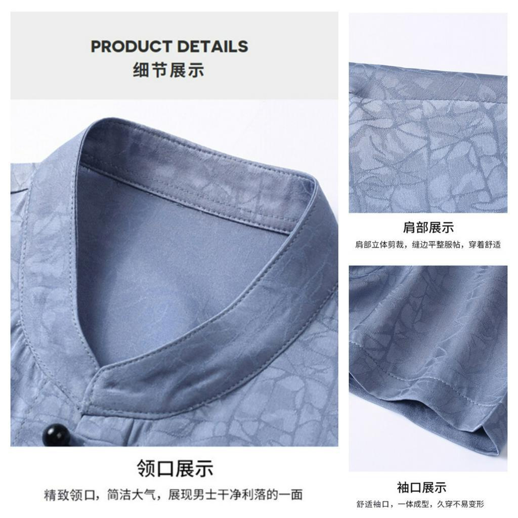 Men Samfu CNY Tang suit short sleeve Chinese style tangzhuang male middle-aged plus - Red - Image 5