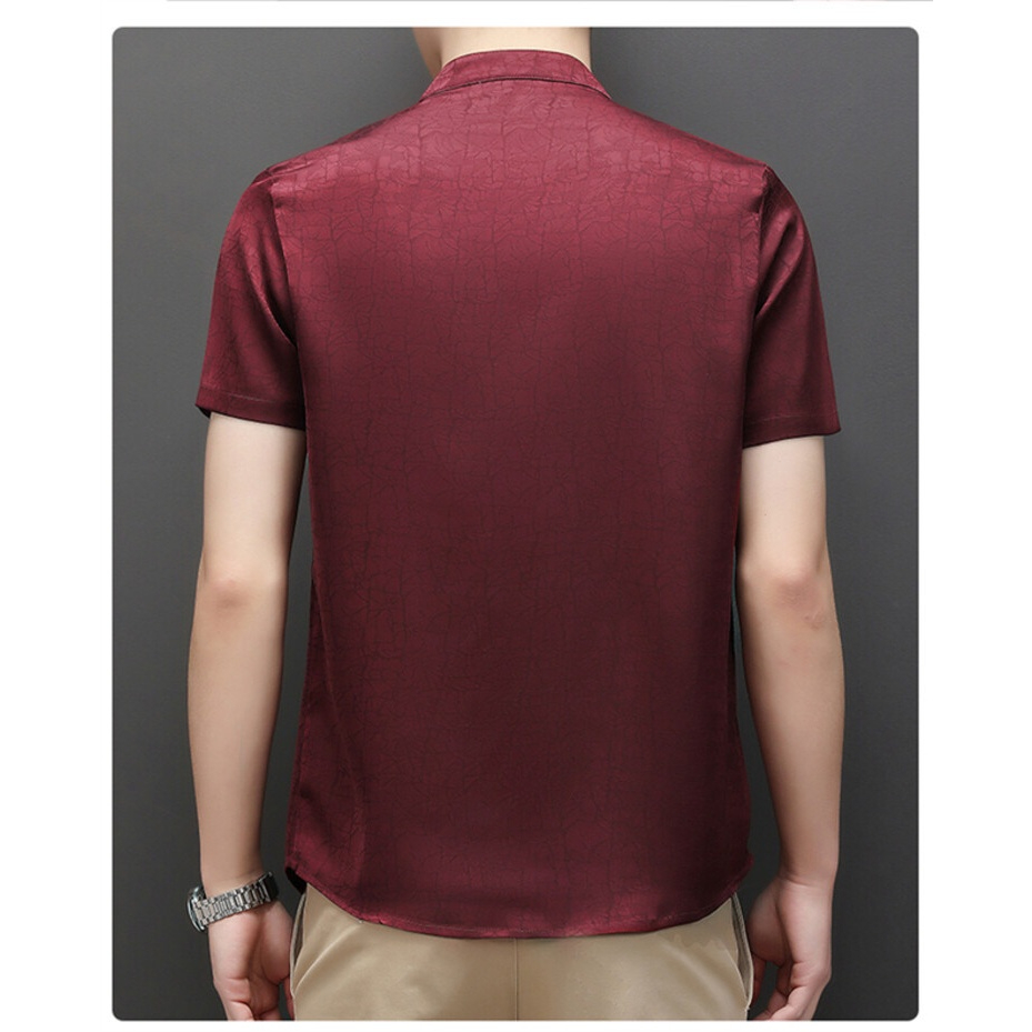 Men Samfu CNY Tang suit short sleeve Chinese style tangzhuang male middle-aged plus - Red - Image 4