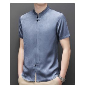 Men Samfu CNY Tang suit short sleeve Chinese style tangzhuang male middle-aged plus - Blue - Image 1